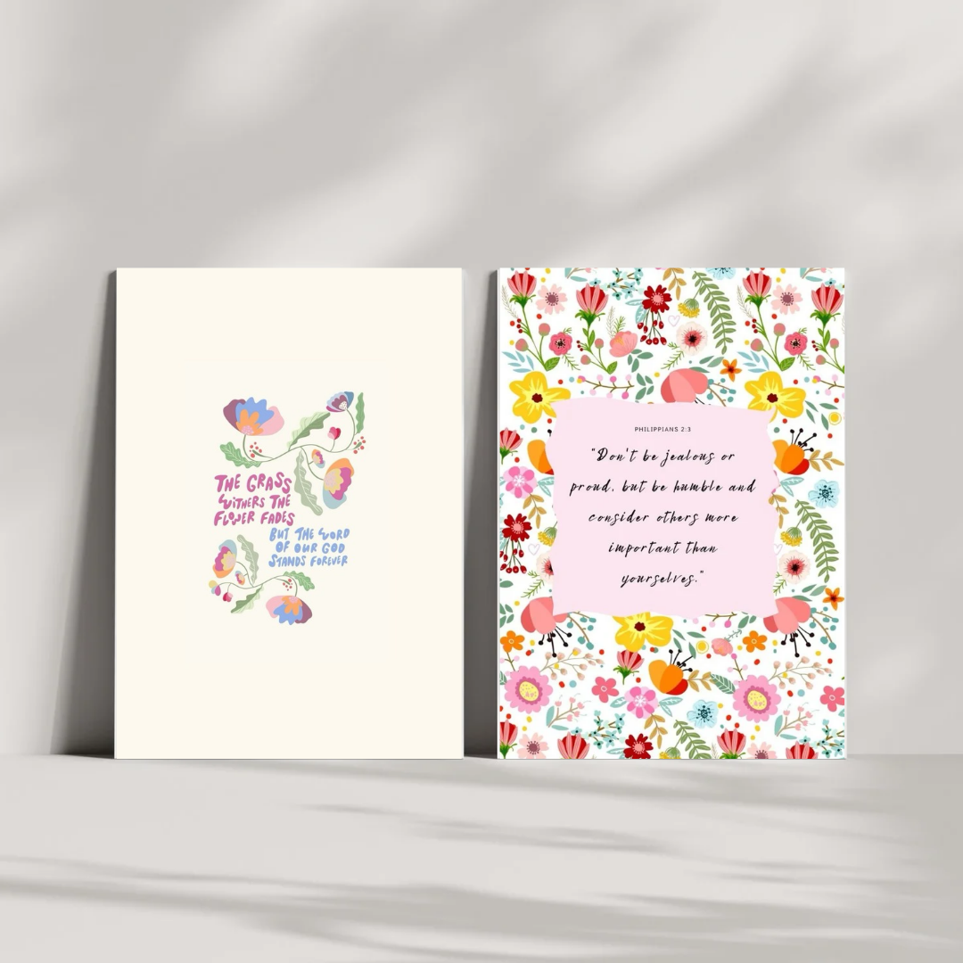 Rainbow Florals Wall Art Print Set