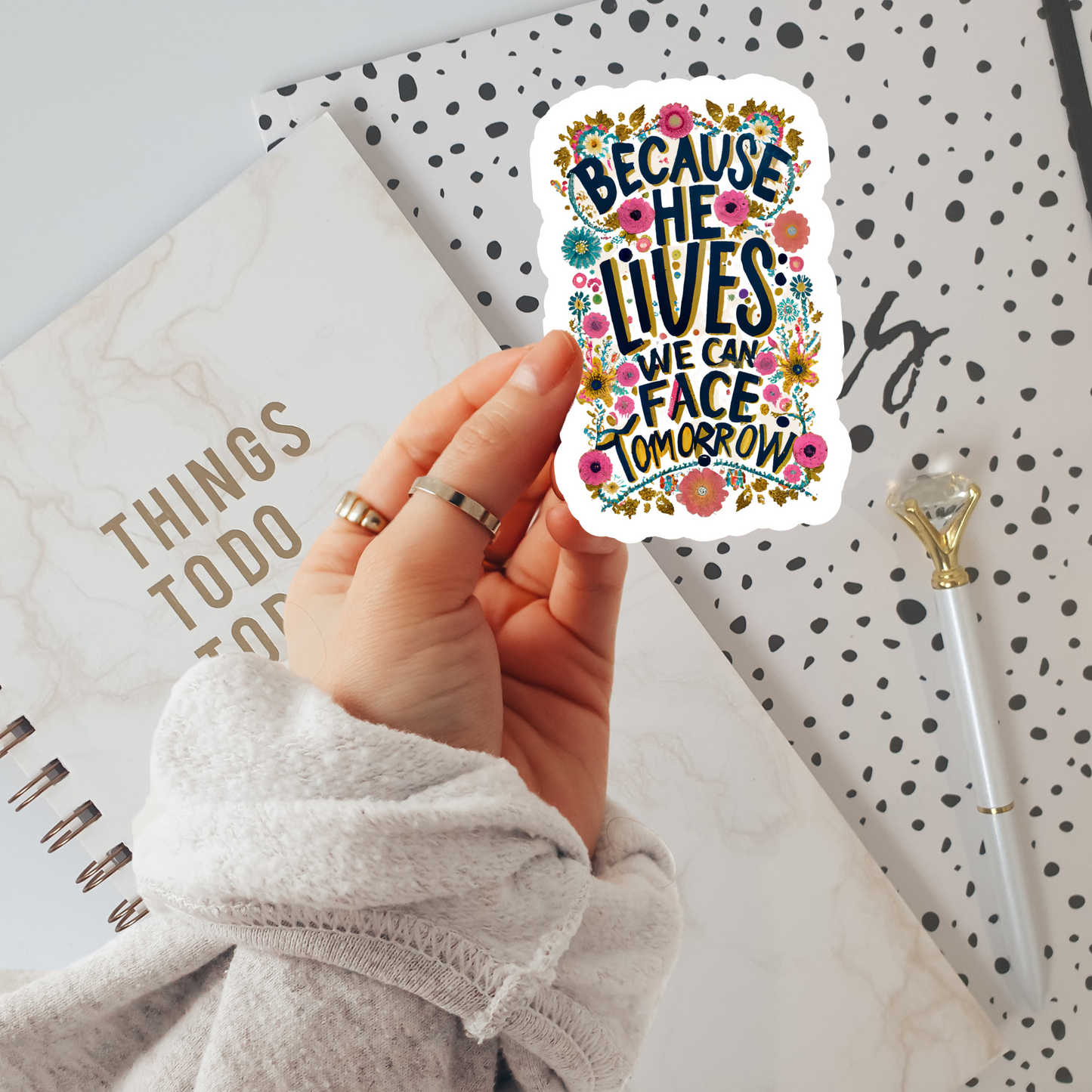 Because He Lives Vinyl Sticker