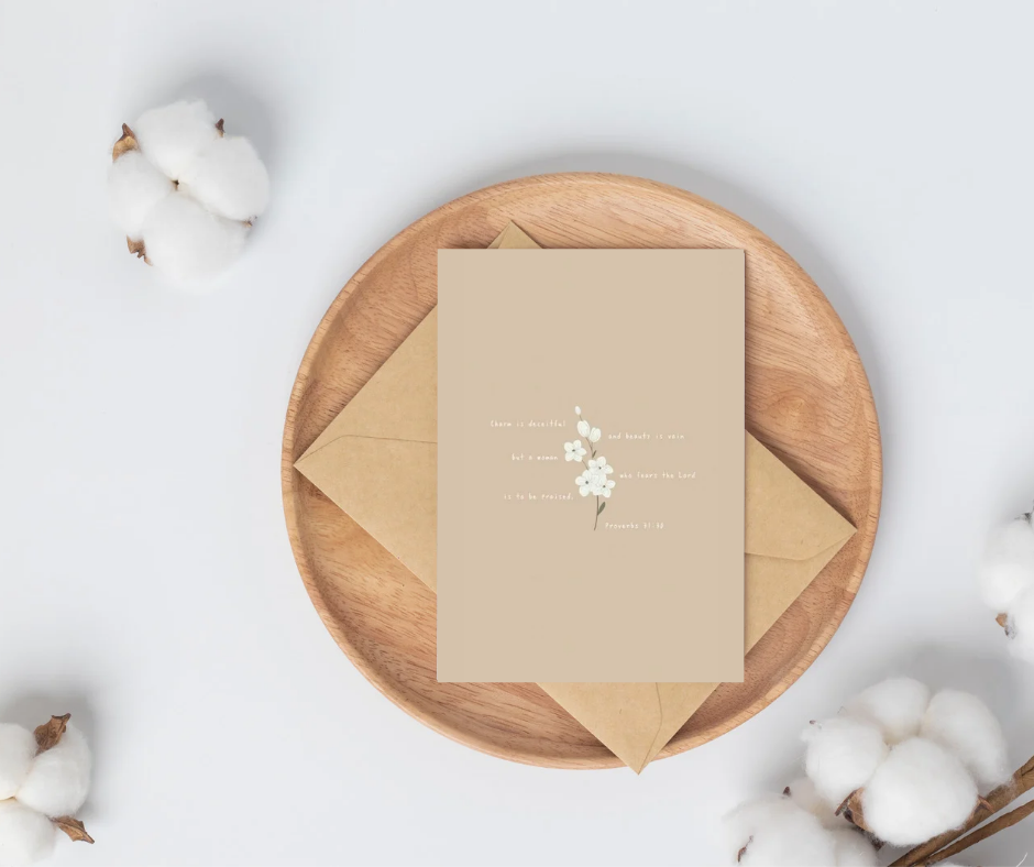 Beige minimal proverbs card